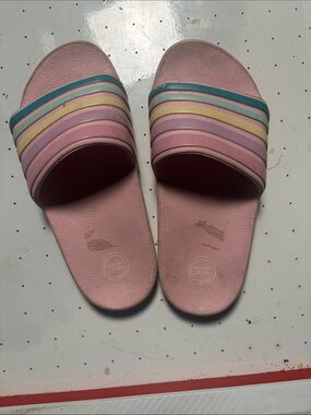 Wonder nation size. 3/4 Pink Slide Sandals with Pastel Stripes